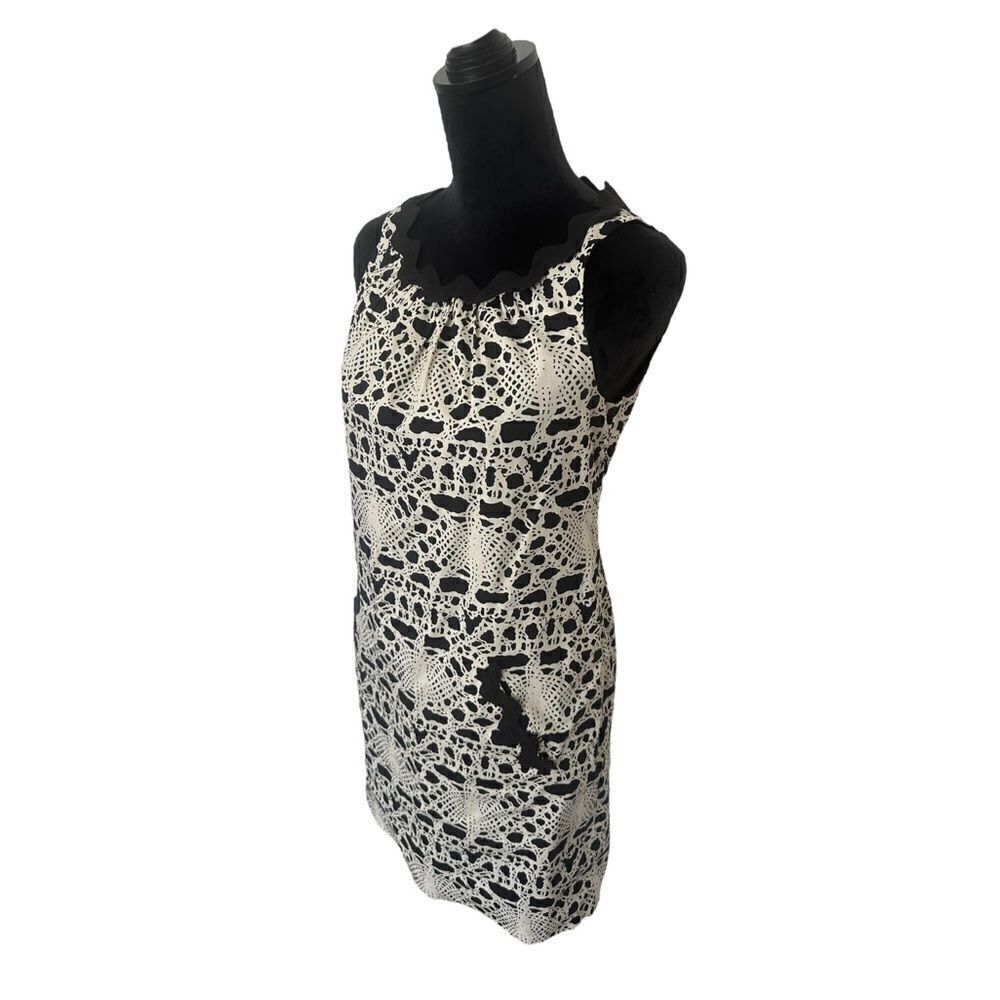 Vivienne Tam Abstract Cream and Black Sleeveless Retro Style Dress Size 4 - Picture 8 of 15